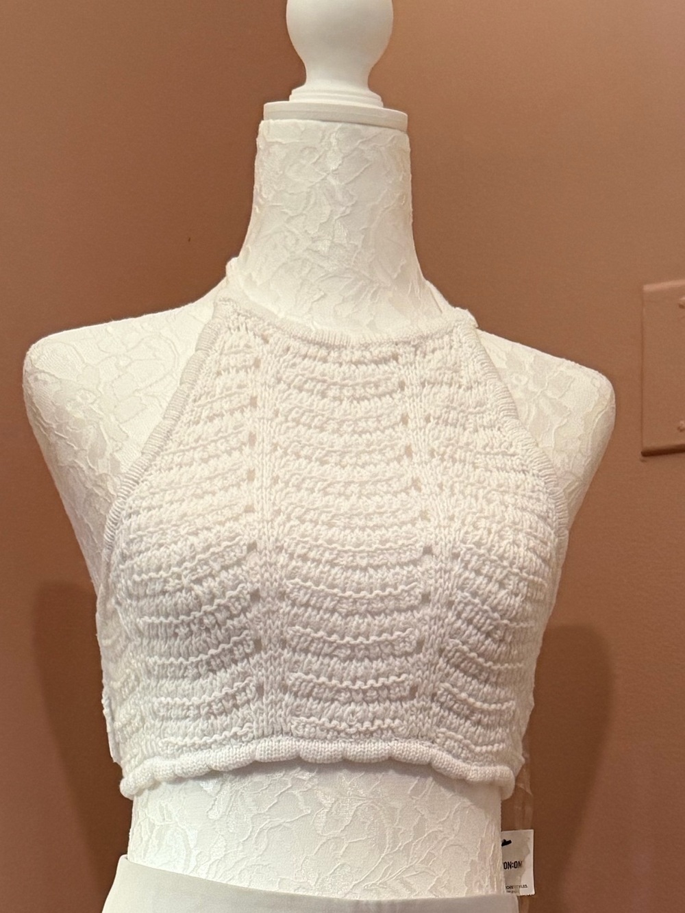 Cotton On White Knit Cropped Halter Top